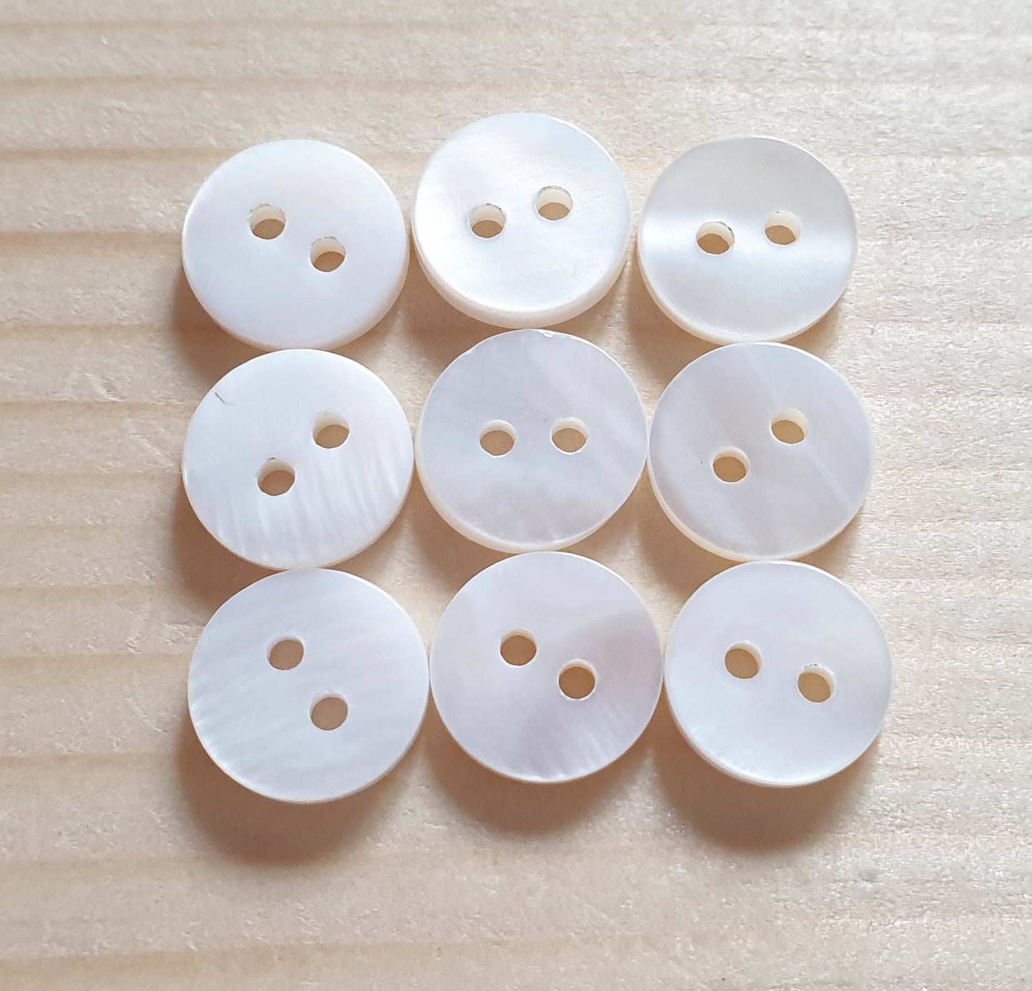 2-HOLE WHITE SEASHELL BUTTONS / 9-25mm / MOP Shell Buttons / Sewing Buttons