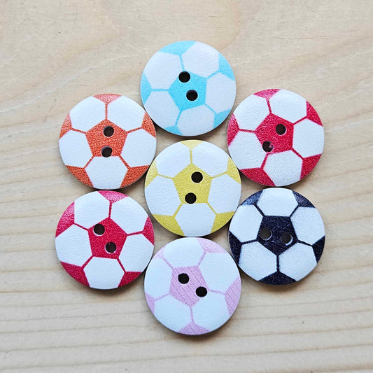 SOCCER BALLS / 20mm - 6 buttons / Wooden Buttons / Sewing Buttons