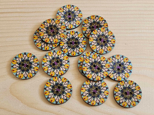 STARFLOWER ART / 25mm / Wooden Buttons / Sewing Buttons