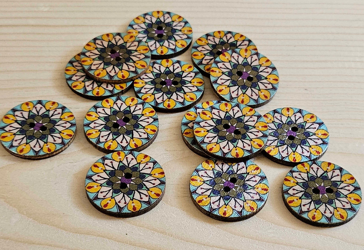 STARFLOWER ART / 25mm / Wooden Buttons / Sewing Buttons