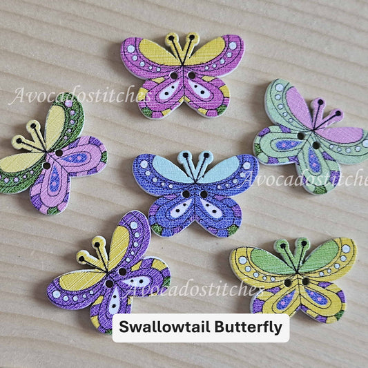 Clearance // SWALLOWTAIL BUTTERFLY / 8 buttons / Wooden Buttons / Sewing Buttons
