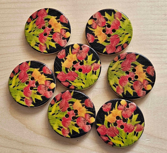 TULIP GARDEN / 30mm / Wooden Buttons / Sewing Buttons