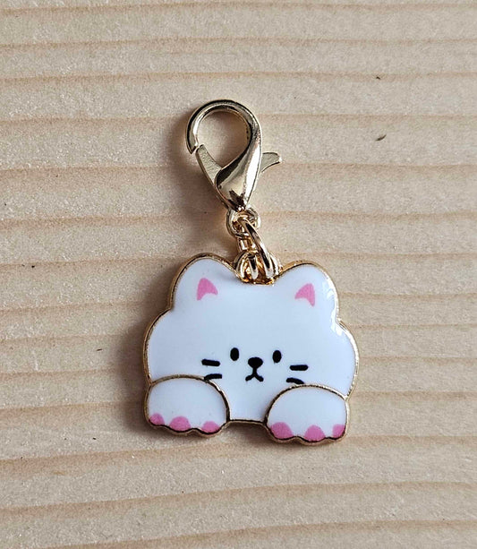 BABY CATS WHITE PINK / Planner Charm / Journal Charm / Zipper Bookmark Charm / Planner accessories