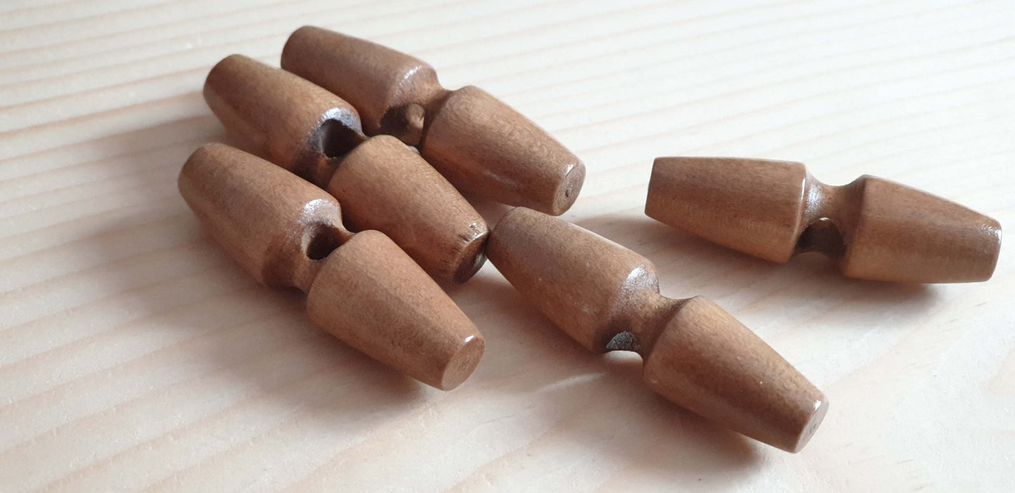 WOODEN TOGGLE LIGHT COFFEE BROWN / 40-50mm / Wooden Single Hole Toggle Buttons / Sewing Buttons