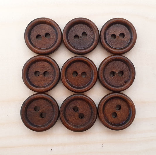 THIN EDGE BROWN / 13mm - 30mm / Wooden Buttons / Sewing Buttons