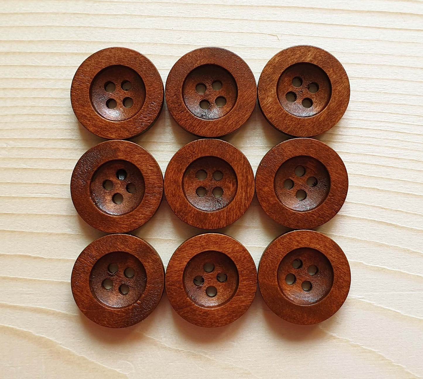 FLAT WIDE EDGE COFFEE BROWN / 10-35mm / Wooden Buttons / Sewing Buttons