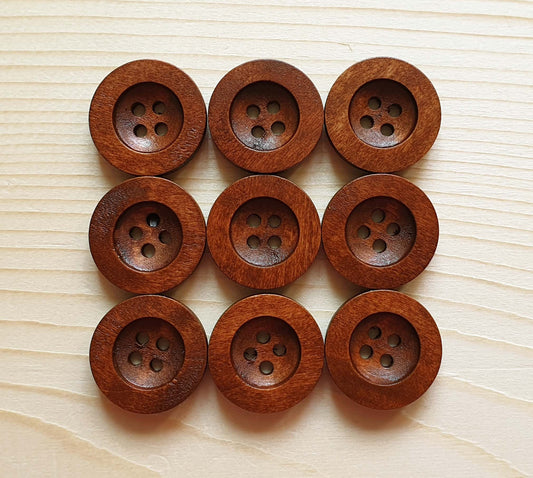 FLAT WIDE EDGE COFFEE BROWN / 10-35mm / Wooden Buttons / Sewing Buttons