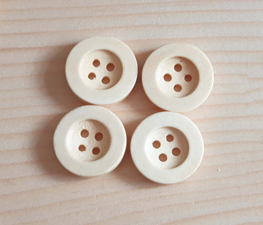 FLAT WIDE EDGE BEIGE OFF-WHITE / 10-35mm / Wooden Buttons / Sewing