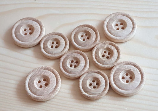 DOUBLE EDGE UNVARNISHED / 22mm 26mm / Wooden Buttons / Sewing Buttons