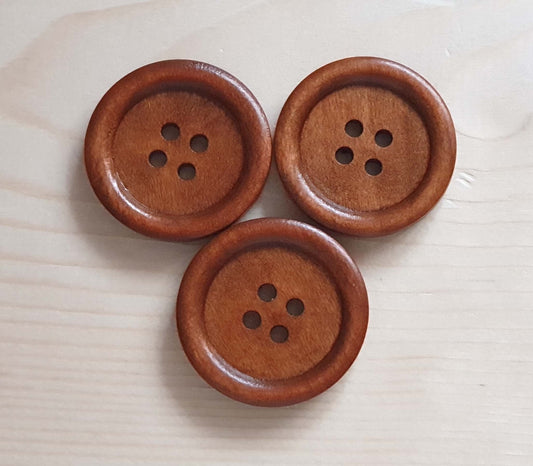 4-HOLE LIGHT COFFEE BROWN / 35mm / Wooden Buttons / Sewing Buttons