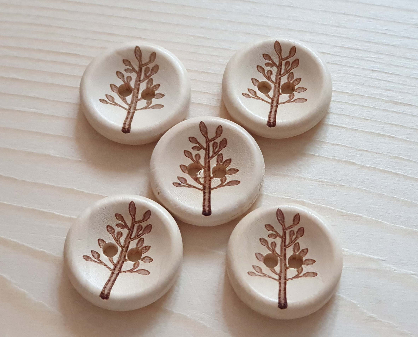 AvoDesigns AVO TREE / 20mm - 6 buttons / Wooden Buttons / Unvarnished Buttons / Sewing Buttons