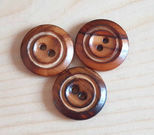 Made in Italy 2-HOLE DOUBLE-EDGE OLIVE BURNED / 20mm / Wooden Buttons / Sewing Buttons