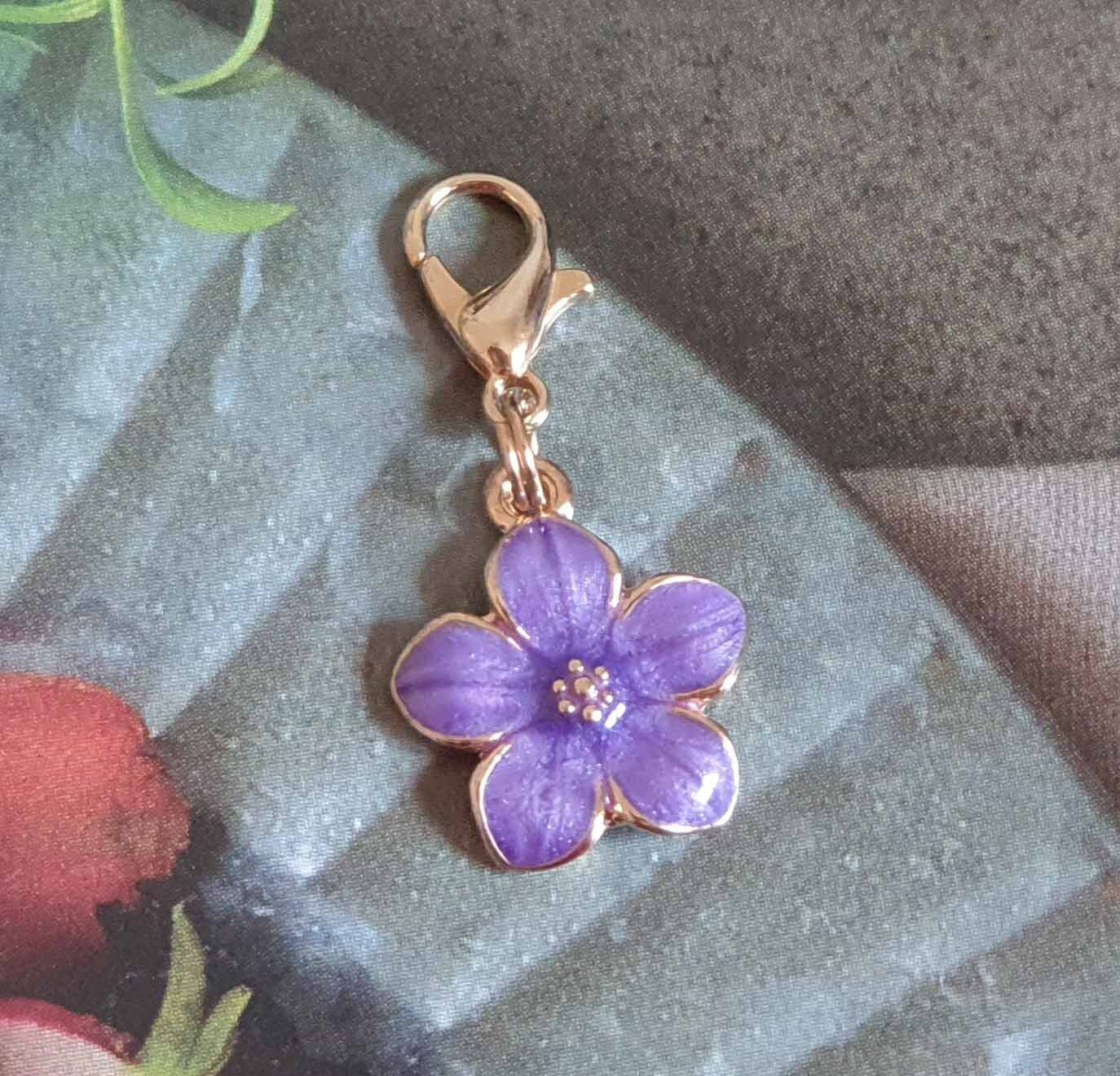 5-Petal Floral - PURPLE / Planner Charm / Journal Charm / Zipper Pull / Bookmark Charm