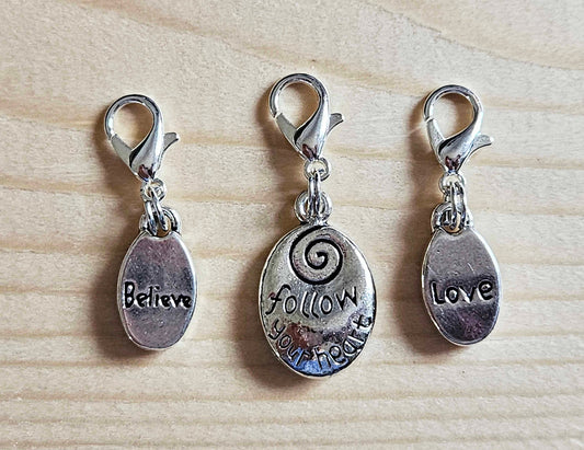 FOLLOW YOUR HEART / Planner Charm / Journal Charms / Zipper Pull / Bookmark Charms / Planner accessories