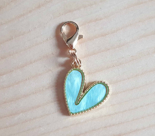 PASTEL BLUE HEART / Planner Charm / Journal Charm / Zipper Pull / Bookmark Charm / Planner accessories