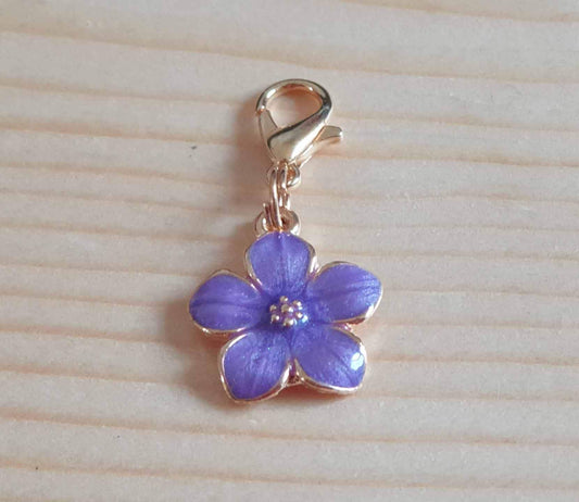 5-Petal Floral - PURPLE / Planner Charm / Journal Charm / Zipper Pull / Bookmark Charm