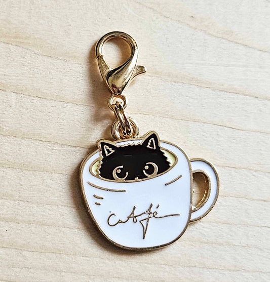 CAT in a CUP / Planner Charm / Journal Charm / Zipper Pull / Bookmark Charm / Planner accessories