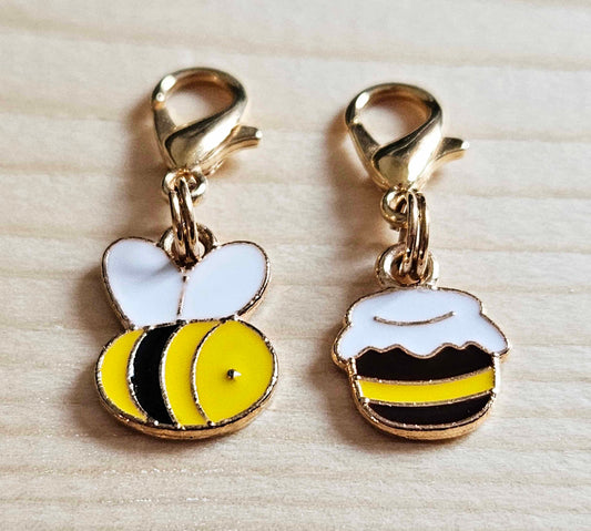 BEE & HONEY / Set of 2 / Planner Charm / Journal Charm / Zipper Pull / Bookmark Charm / Planner accessories