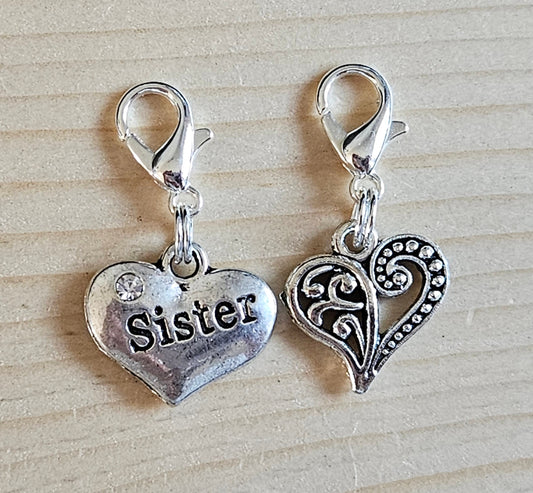 SISTER LOVE / 2pcs / Planner Charm / Love Journal Charms / Zipper Pull / Bookmark Charms