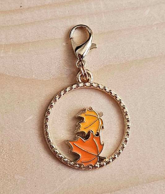 FALL LEAVES / Planner Charm / Journal Charm / Zipper Pull / Bookmark Charm / Planner accessories