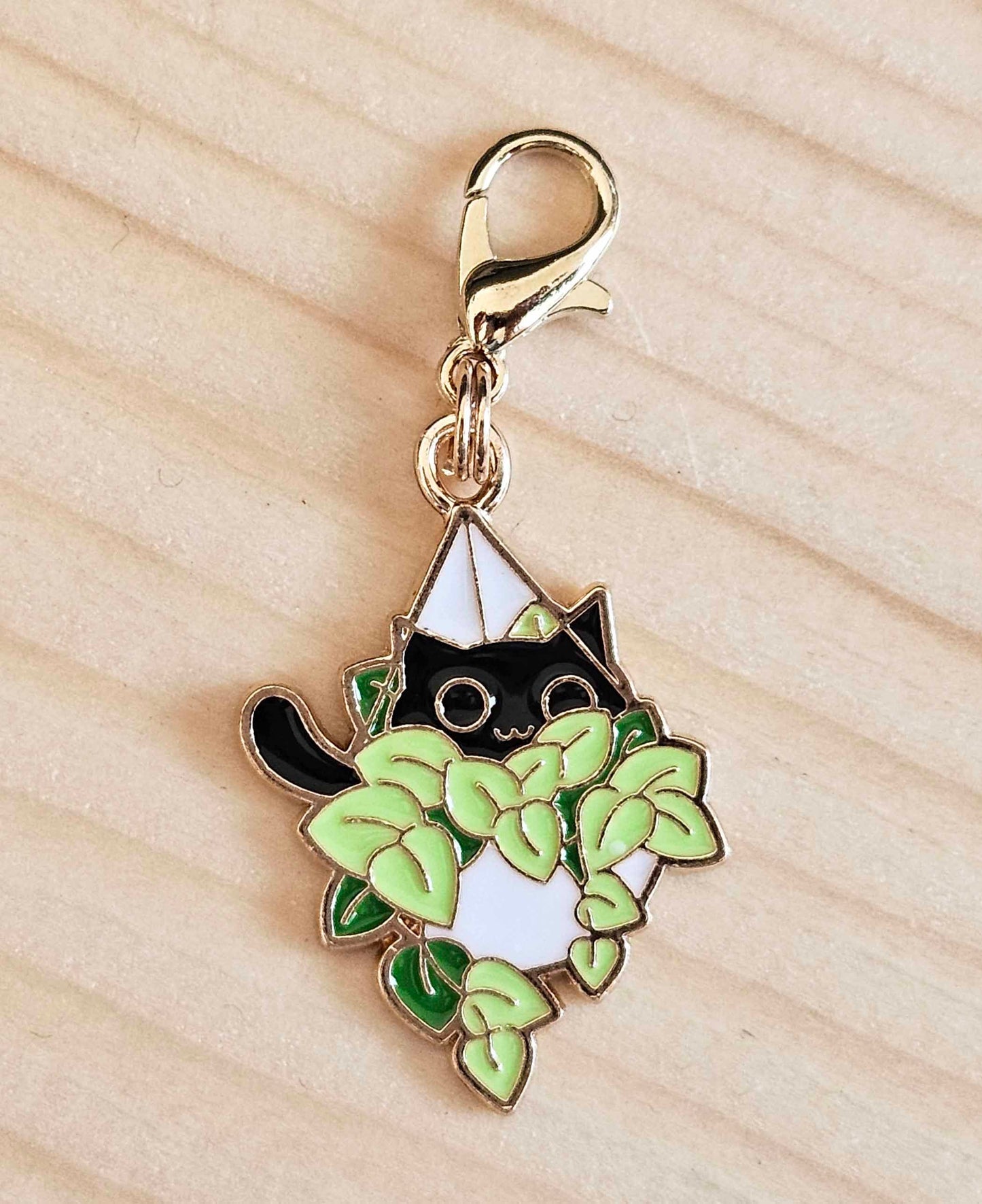 CAT IN A HANGING PLANT / Planner Charm / Journal Charm / Zipper Pull / Bookmark Charm