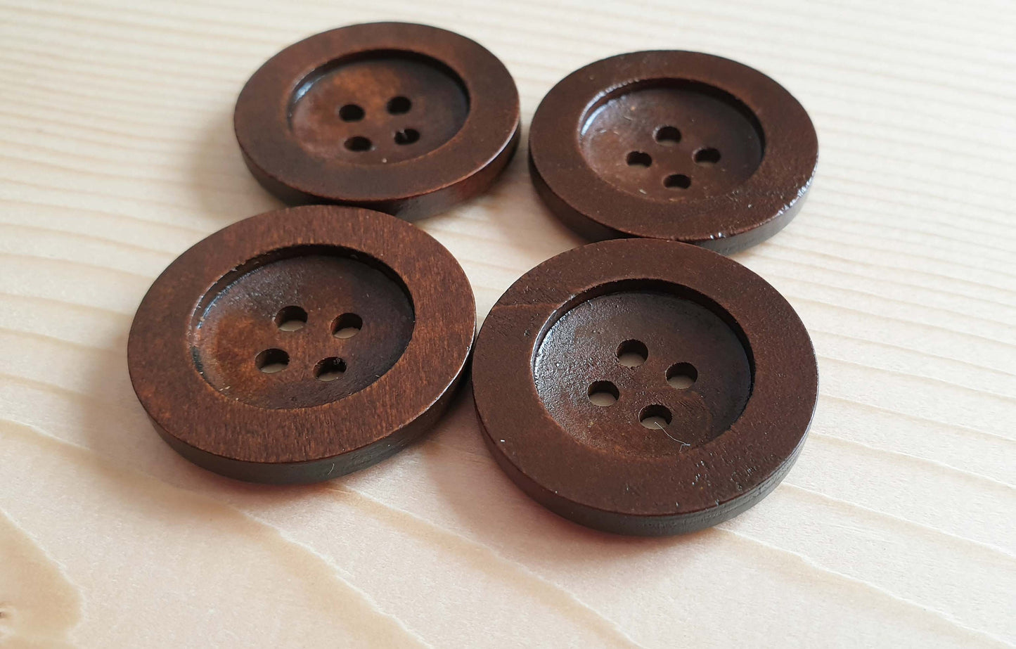 FLAT WIDE EDGE COFFEE BROWN / 10-35mm / Wooden Buttons / Sewing Buttons
