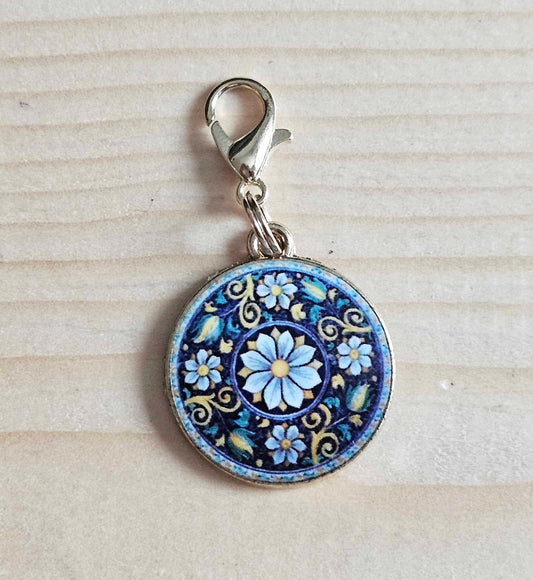 MANDALA BLUE FLORALS / Planner Charm / Journal Charm / Zipper Pull / Bookmark Charm / Planner accessories