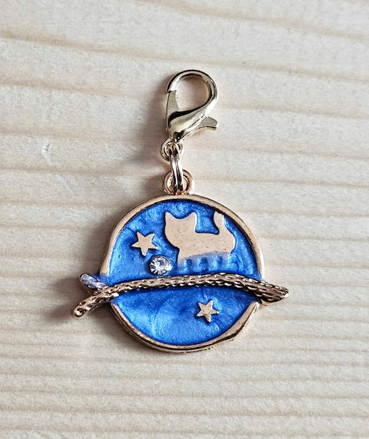 BLUE KITTEN / Planner Charm / Journal Charm / Zipper Pull / Bookmark Charm / Planner accessories