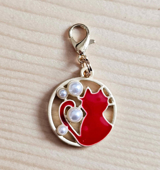 RED KITTEN / Planner Charm / Journal Charm / Zipper Bookmark Charm / Planner accessories