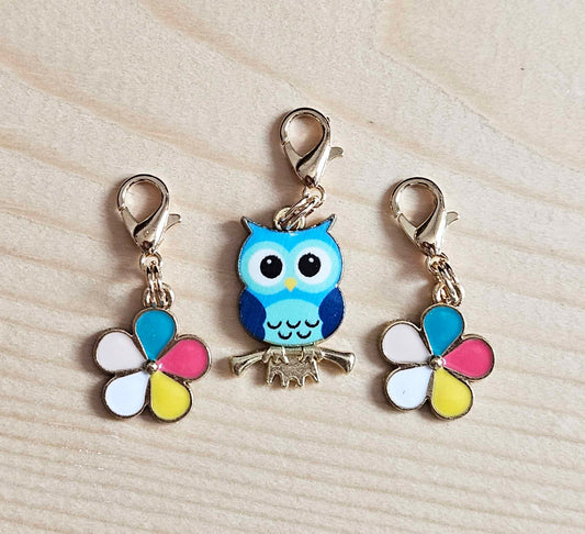 OWL & RAINBOW SAKURA / Planner Charm / Journal Charm / Zipper Bookmark Charm / Planner accessories