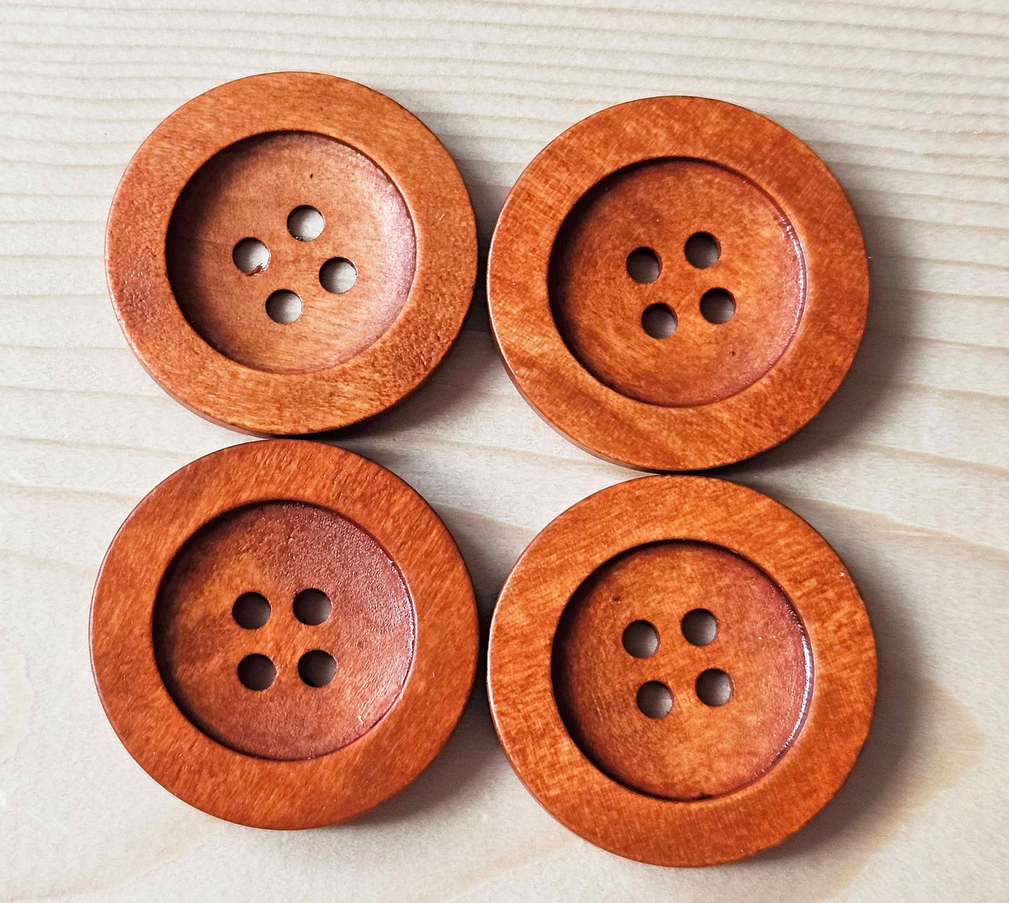 FLAT WIDE EDGE CINNAMON BROWN / 35mm / Orange Brown / Wooden Buttons / Sewing Buttons