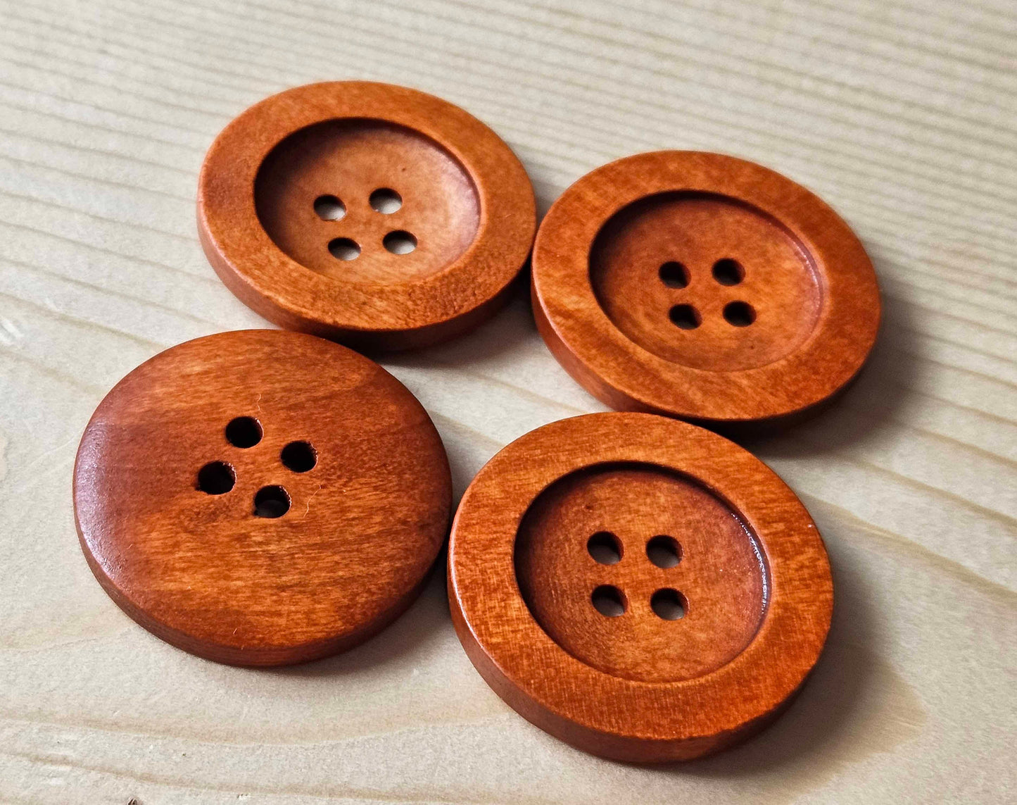 FLAT WIDE EDGE CINNAMON BROWN / 35mm / Orange Brown / Wooden Buttons / Sewing Buttons