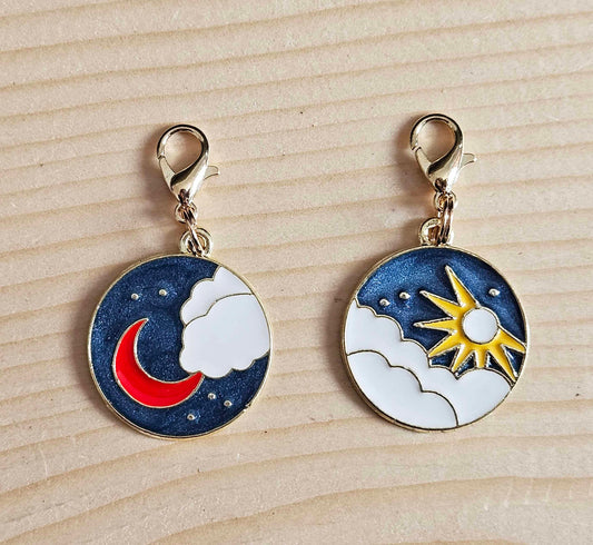 MOONRISE & SUNRISE / 2pcs / Planner Charm / Journal Charm / Zipper Pull /Bookmark Charm / Planner accessories