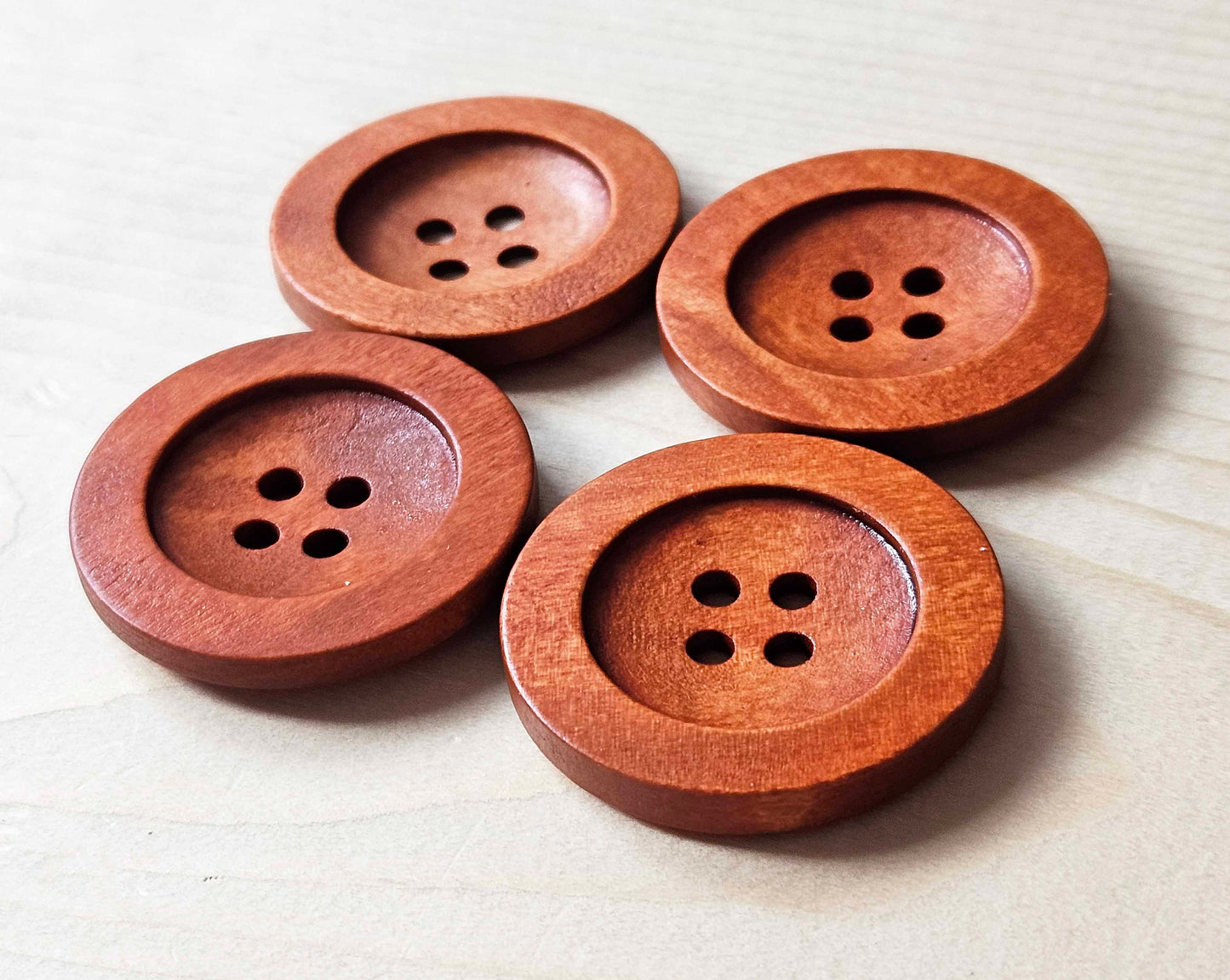 FLAT WIDE EDGE CINNAMON BROWN / 35mm / Orange Brown / Wooden Buttons / Sewing Buttons