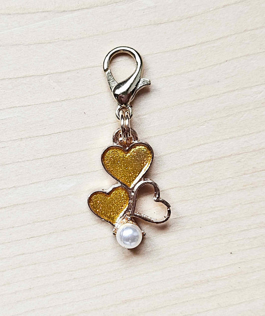 TRIO HEARTS / Planner Charm / Journal Charm / Zipper Bookmark Charm / Planner accessories