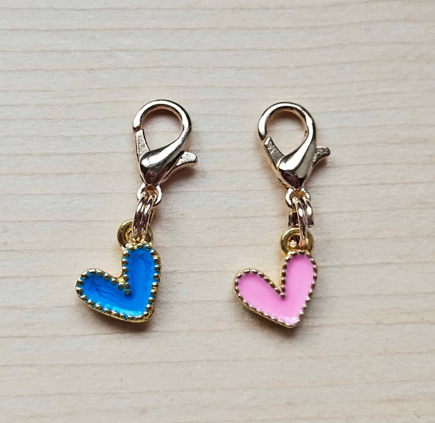 MINI HEARTS / Planner Charm / 2pcs / Journal Charm / Zipper Bookmark Charm / Planner accessories