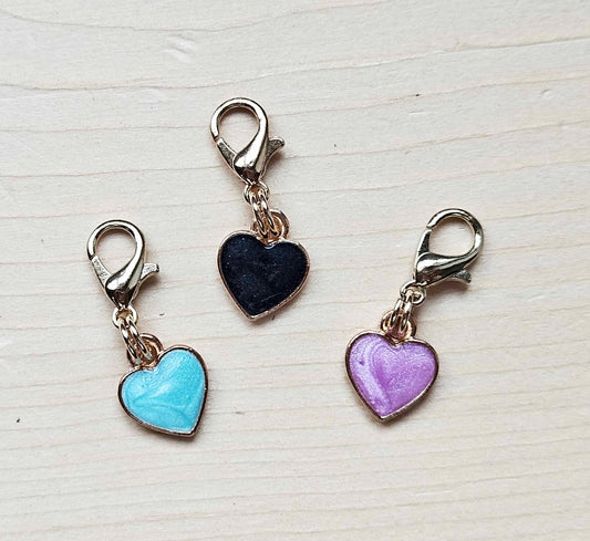 GLITTER HEARTS / Planner Charm / Journal Charm / Zipper Bookmark Charm / Planner accessories